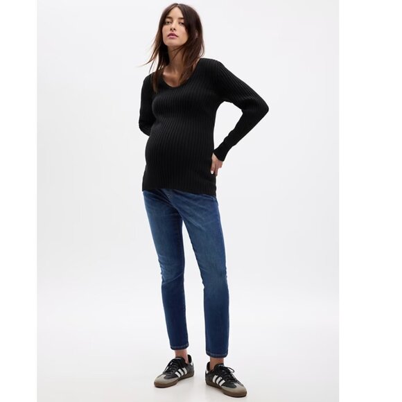 GAP Maternity True Waistband Full Panel Vintage Slim Jeans - Dark Indigo - 28S - Picture 10 of 11
